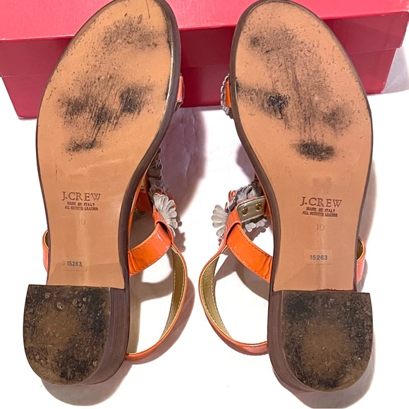 J. Crew Aurora Patent T-strap Sandals Size 10 Sweet Papaya (Orange) - Picture 11 of 14